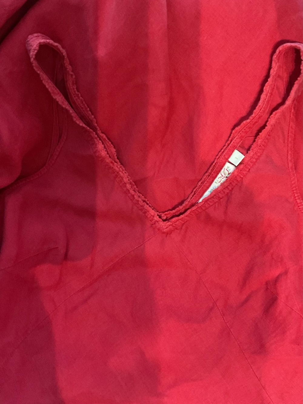Vintage V neck linen and cotton blended midi dress, size 1